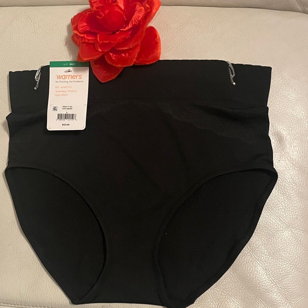 Warner's Black High-Waist Shaping Briefs - Size L(7)